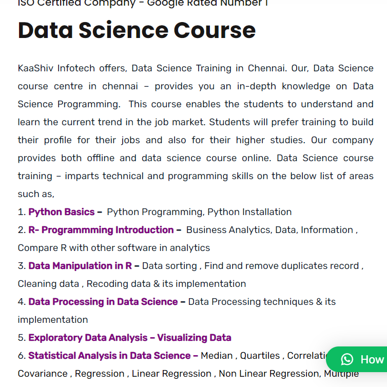 Data Science Course Data Science Course