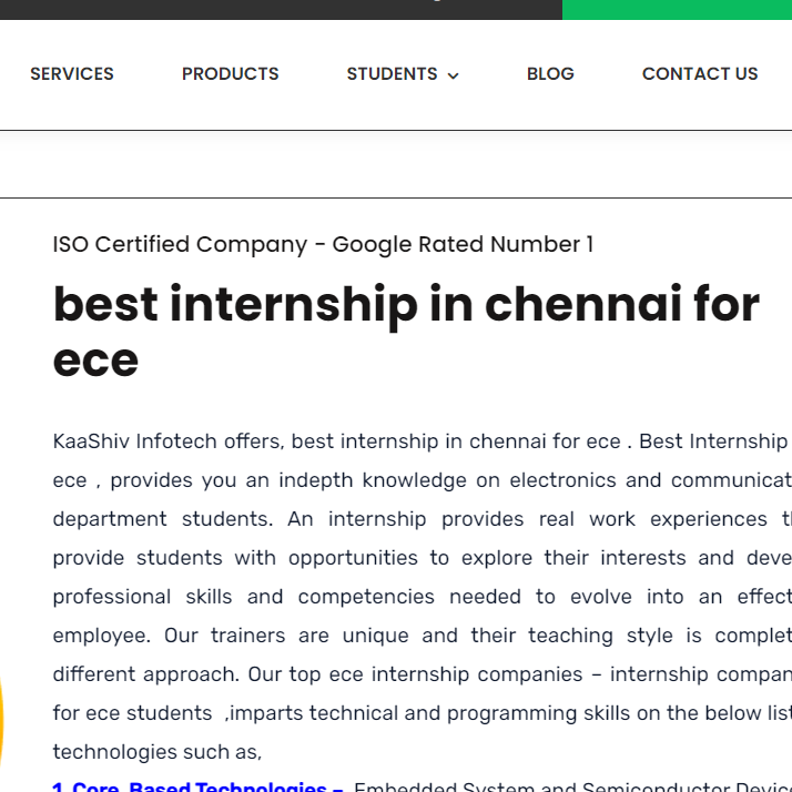 Best Internship  In Chennai For Ece