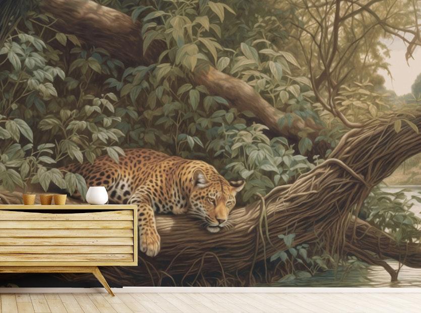 Green Jungle Leopard Wallpaper
