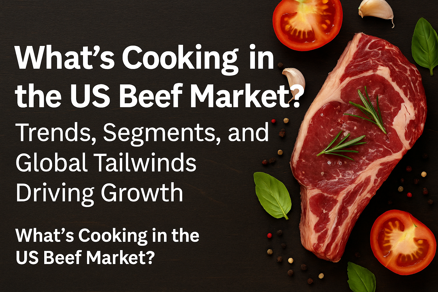 "US Beef Market banner with growth and segment visuals in a modern layout