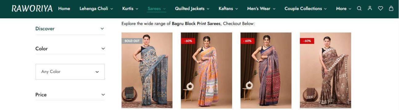 Bagru Block Print Saree